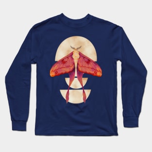 Fiery Luna Moth on Half Moons Watercolor Art Long Sleeve T-Shirt